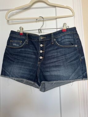 Universal Thread Dark Blue Button-Fly high rise shortie Denim Shorts Sz 12/31